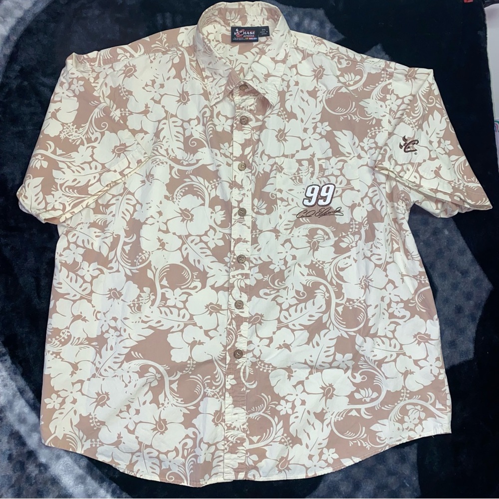 Nascar Shirt Carl Edwards #99 Mens 2XL Chase Authentics Hawaiian Button Vacation